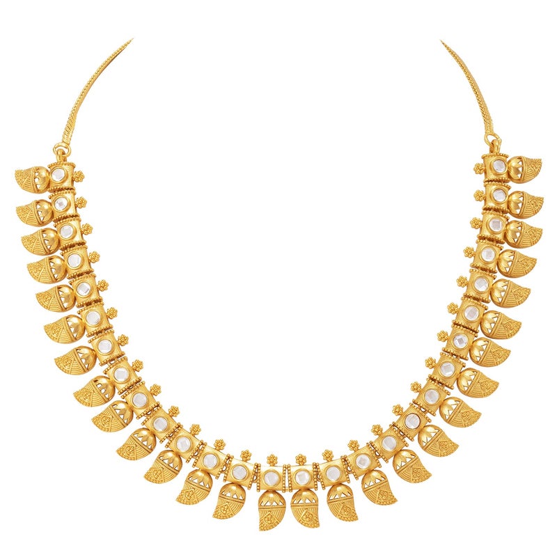 Aheli Ethnic Wedding Traditional Laxmi Goddess Crafted Faux Stone Studded Necklace Set South Indian Style Temple Jewelry Gift for Women - Image 4